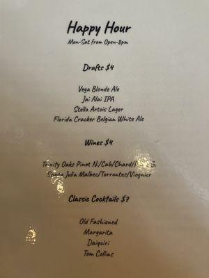 Happy Hour Menu