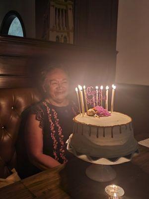 Custom chocolate dulce de leche layered cake for mom's big birthday bash!