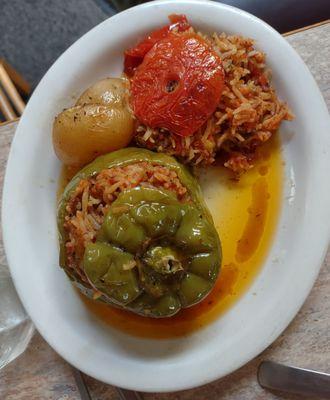 Stuffed peppers one of the common specials.