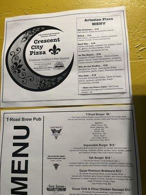 Menu - incase you're wondering if they have pizzas!