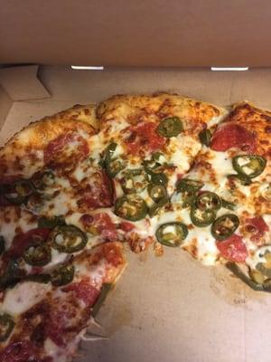 This was suppose to be a meat lovers with peppers. I order online, it got confused with my second pizza, cheese.They told me, too bad!