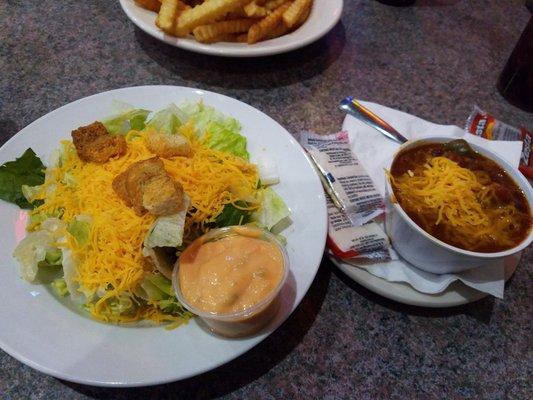 Chili and salad for.lunch