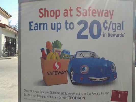 Safeway gas rewards poster at Chevron.