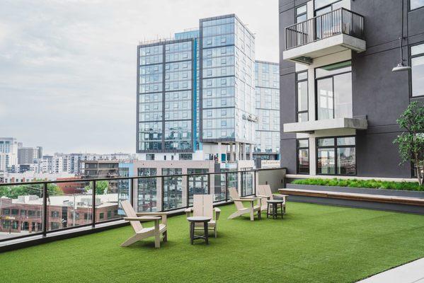 Rooftop lounge with city views