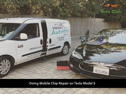 Doing Mobile Chip Repair on a Tesla Model S