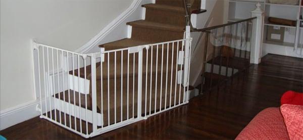 Custom shaped gates allow us to solve irregular/custom staircases when standard retail gates won't.