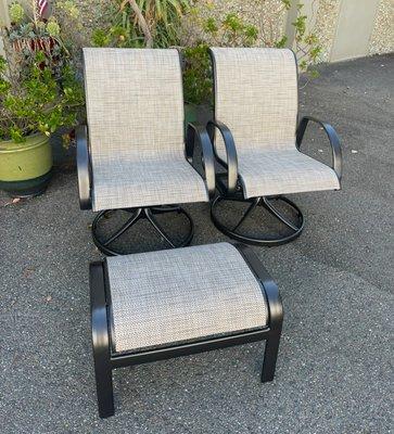 Brown Jordan Chairs and Ottoman with new Powder Coating and New Fabric