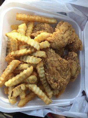 Wing dinner... excuse the black pepper on my fries