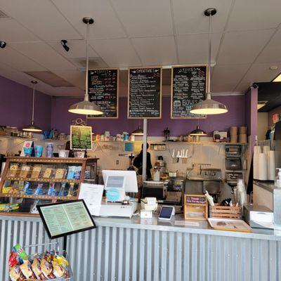 Cute counter set up with a great menu selection