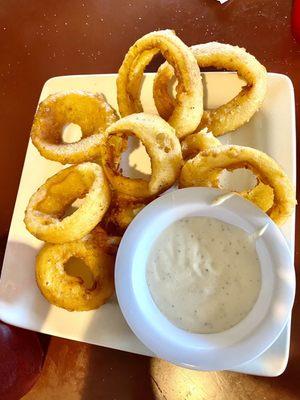 Really tasty onion rings, I believe $6.99