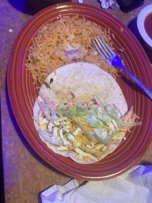 Kids soft chicken taco