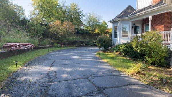 Full clean up of weeds, trim shrubs, mulch installation.