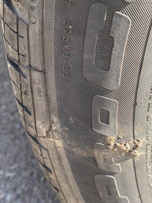 Dangerous tire that should've been caught on safety inspection