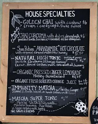 Specialties menu