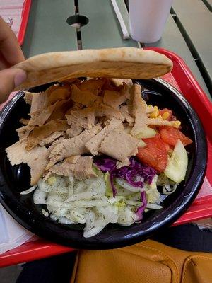 Chicken Döner Kebab Plate with Flat Bread