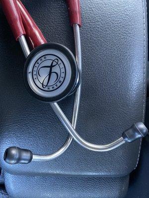 Stethoscope with new diaphragm and ear tips.