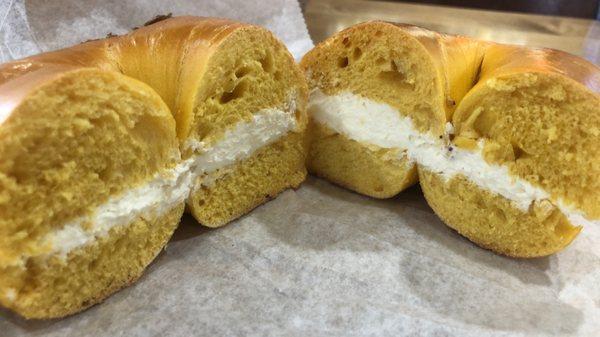 Egg bagel with cream cheese