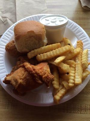 Two piece, fries and slaw!!  Happiness on a plate!