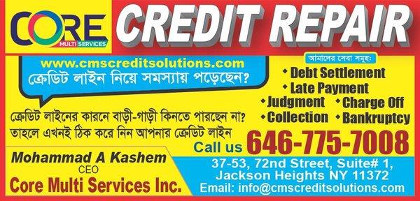 Debt settlement, Financial Advising, Credit Repair.