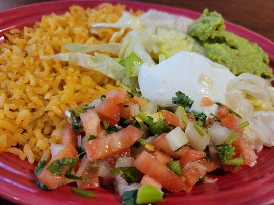 Rice, salad, guac