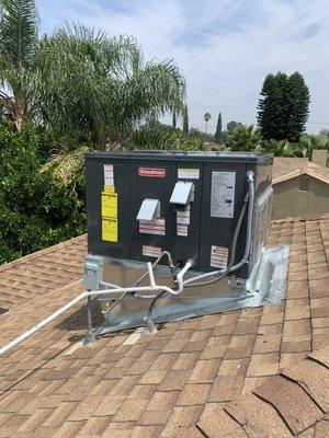 Goodman gas/electric package unit with new roof curb platform AC Install