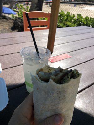 Awesome lemonade and bacon cheddar burrito!