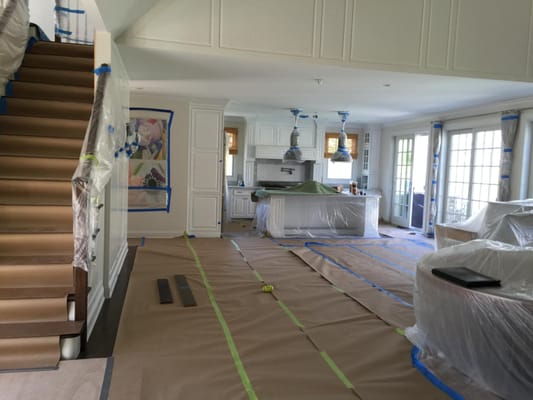 During a cleanup in East Hampton NY, precautions are taken to protect the home and it's contents...