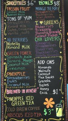 Smoothies that are basically a meal. Traditional flavors are available. Energy Bowls. And more being added constantly.