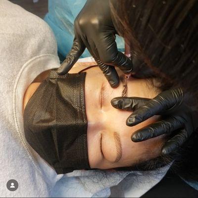 Microblading is a semi-permanent cosmetic procedure that creates the appearance of fuller, more defined eyebrows.