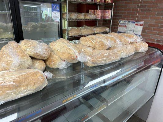 Fresh Large Loaves of Italian bread mage fresh sliced and packed to go.  Delicious and affordable