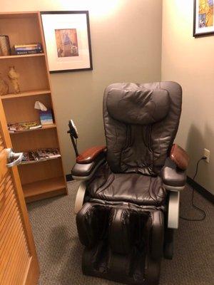 Complimentary massage chair