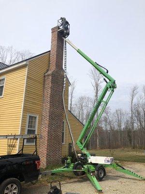 New chimney liners going in at a customers home