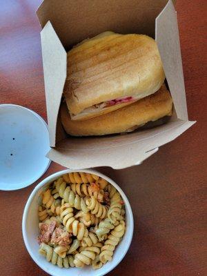 Turkey sandwich and pasta salad