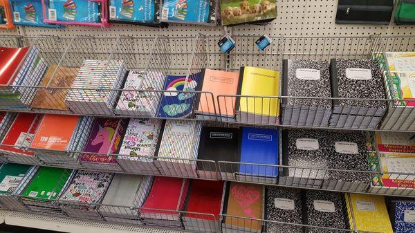 Look at all the selections of note books! Super organized!