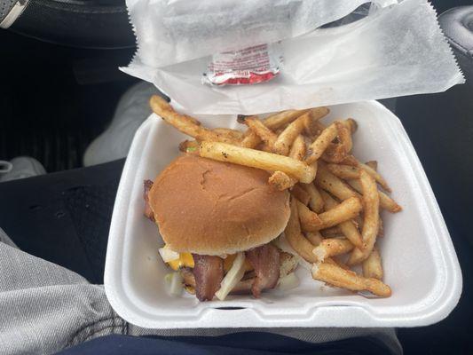 Bacon Cheeseburger with French Fries