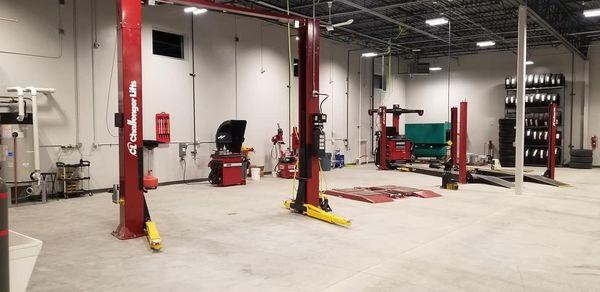 Inside the shop in South Fargo where we perform alignments, brakes, oil changes, tire rotations and much more.