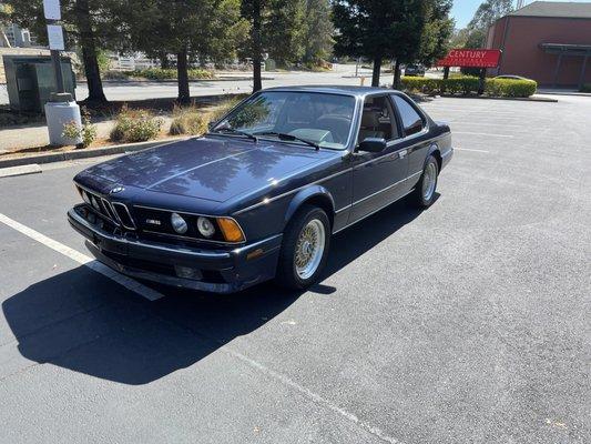 1988 BMW M6 after just the front spoiler was painted and the whole car was detailed by Whitman's.