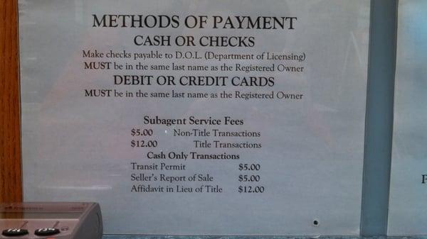 Methods of payment