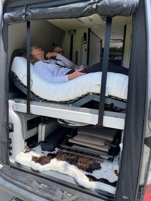 Custom sideways for two adjustable beds in Sprinter