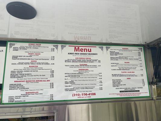 Updated menu