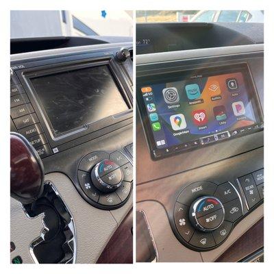 Updated radio console with CarPlay, Bluetooth and voice command features.