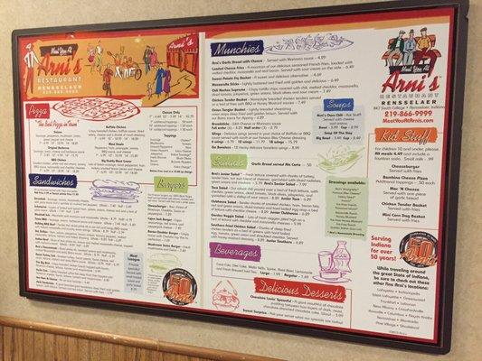 Large menu up front.