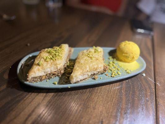 Baklava with Persian ice cream