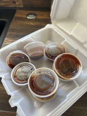 Sauces to go!!!! 4 per pound of meat ordered