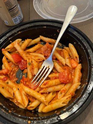 My lefotvers of what they're calling Penne alla Vodka. Not like any other PAV I've ever seen. Still good, but not penne alla vodka.