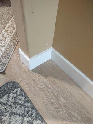 Beautiful floor.  Baseboards with clean sharp corners.