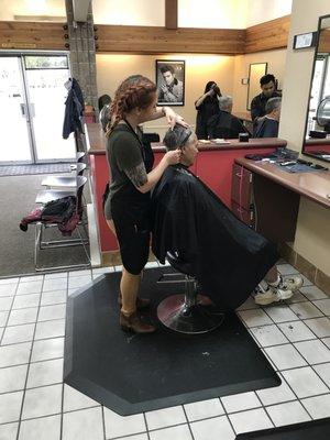 We cut men, women, and children hair