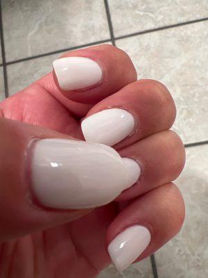 White dip. She did t clean the edges! Hurried process.