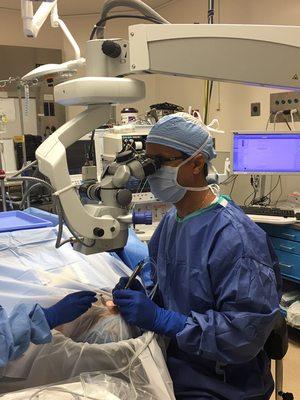 Dr. Omphroy performing cataract surgery