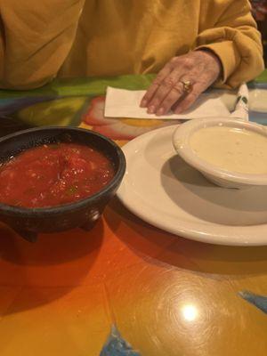 Cheese Dip and salsa